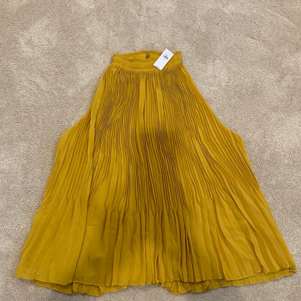 Mustard yellow, halter neck, pleated blouse from Banana Republic